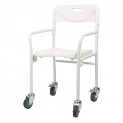 Chaise de douche pliable à roulettes