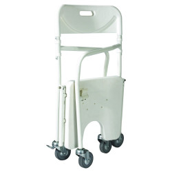 Chaise de douche pliable à roulettes