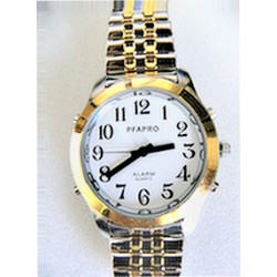 Montre dorée parlante à aiguilles 4 boutons pour homme