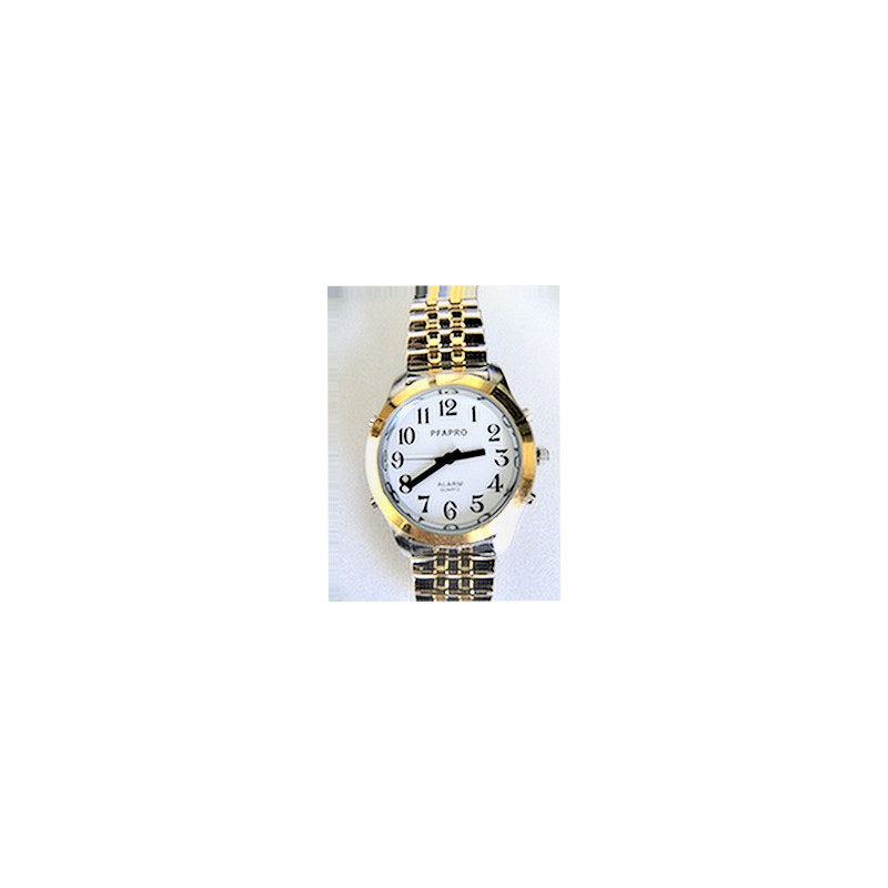 Montre dorée parlante à aiguilles 4 boutons pour homme