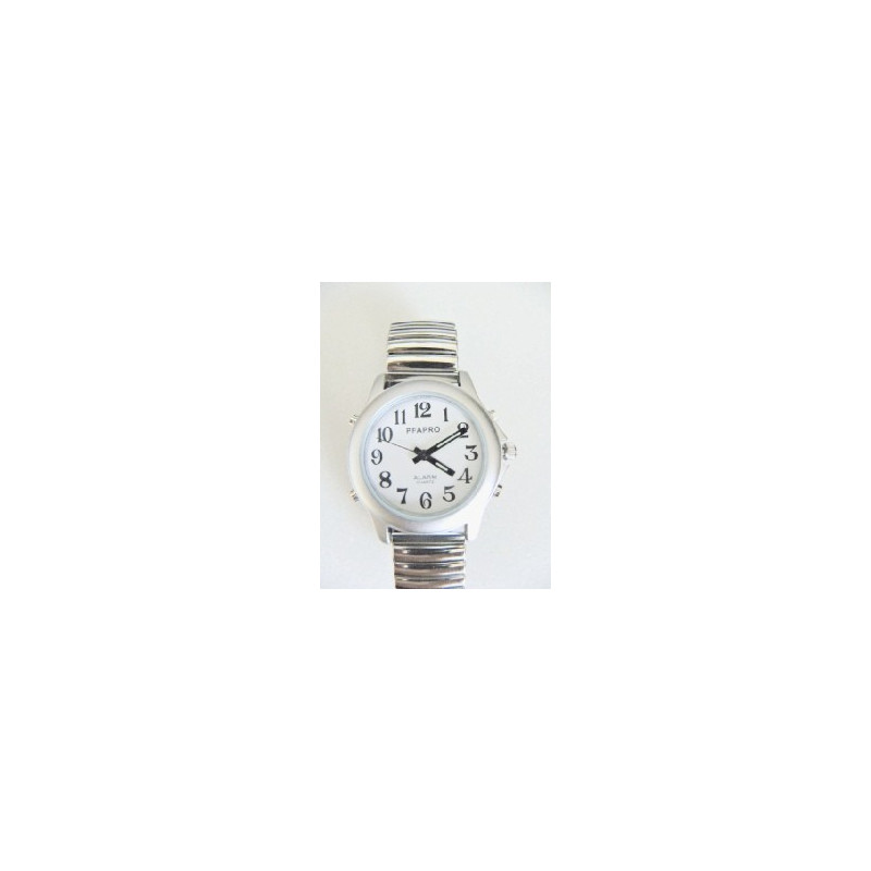 Montre argentée parlante à aiguilles 4 boutons pour homme