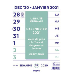 Calendrier en grands caractères