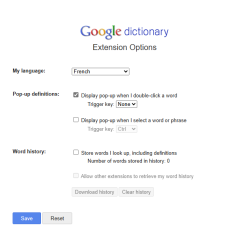 Extension Google Dictionary