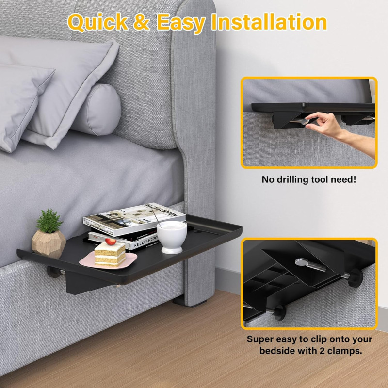 Etagère de chevet à fixer sur le lit