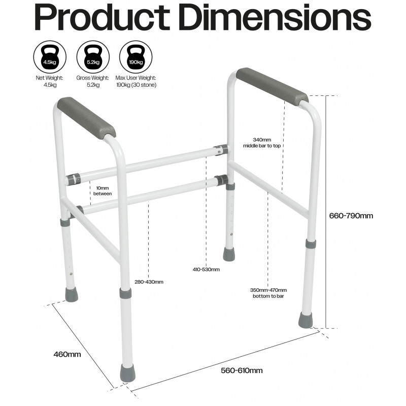 Cadre de toilettes bariatrique Ashford (AIDAPT)