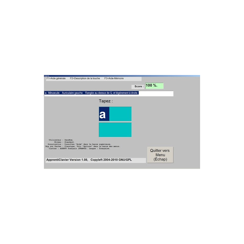 Logiciel ApprentiClavier - Apprentissage du clavier pour déficients visuels (AVH)