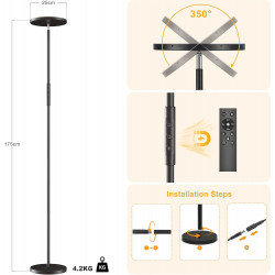 Lampadaire LED à tête ronde 36W